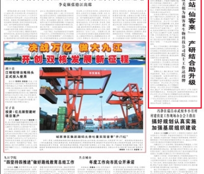 仙客來登上《九江日報(bào)》頭版頭條